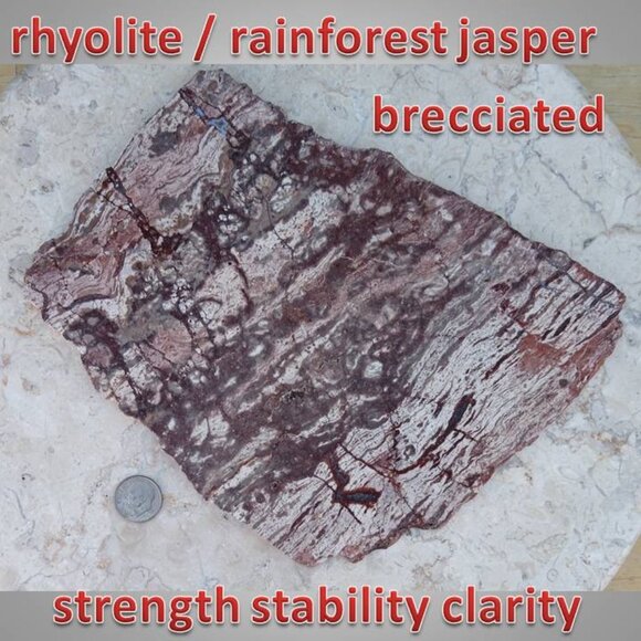 LARGE brecciated rhyolite / rainforest jasper slab 01
